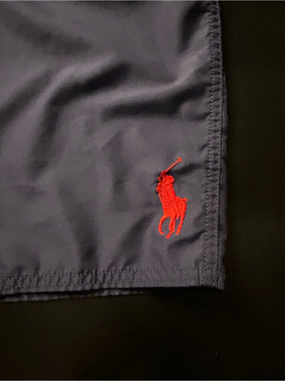 Ralph Lauren Navy Swim Shorts with Yellow Waistband
